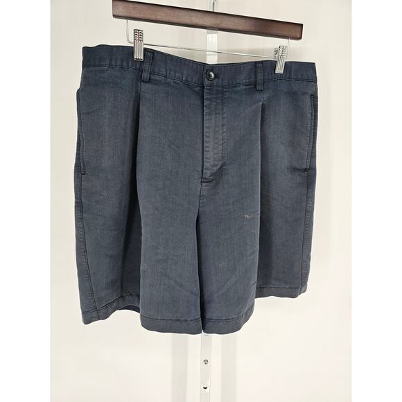 Chaps Mens Sz 38 Pleated Front Chino Shorts Navy Blue Dad Shorts - Picture 1 of 4